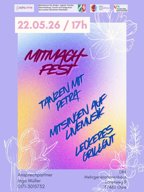 Interner Link zur Veranstaltung: Mitmachfest DRK MGH Olpe